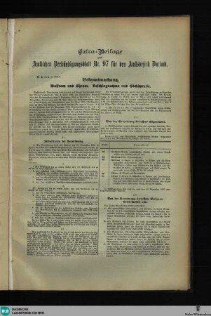 Durlacher Wochenblatt : Tageblatt, Extra-Beilage zum Amtlichen Verkündigungsblatt