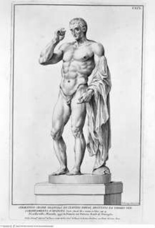 Raccolta di statue antiche e moderne / data in luce sotto i gloriosi auspicj di N.S. Papa Clemente XI. da Domenico de Rossi. Illustrata colle sposizioni a ciascheduna immagine di Paolo Alessandro Maffei Roma : Stamperia alla Pace Domenico de Rossi, 1704.Sog."Germanicus", auch als "Marcellus" bekannt (Tafel LXIX) - Raccolta di statue antiche e moderne...
