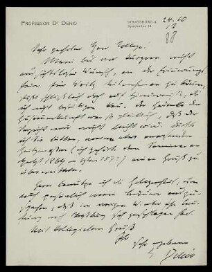 Briefe von Georg Dehio an Ferdinand Frensdorff, Straßburg, 24.10.1913