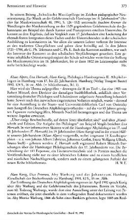 Alpers, Klaus ; Horvath, Eva ; Kurig, Hans :: Philologica Hamburgensia II, Altphilologen in Hamburg vom 17. bis 20. Jarhundert, (bibliothemata, 1) : Hamburg, Bautz, 1990