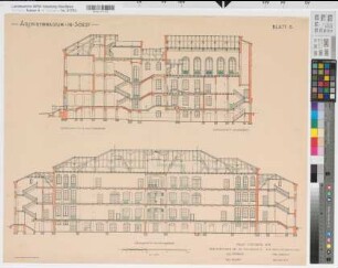 Soest (Soest) Archigymnasium Blatt 6 Schnitte 1928 1 : 100 62 x 80 Gisaldruck: Bogdan Gisevius, Berlin Hochbauamt Soest