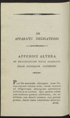 De Apparatu Deligationis. Appendix Altera ...
