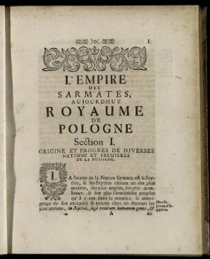 Section I. Origine Et Progres De Diverses Nations Et Premieres De La Pologne.