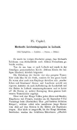 IX. Capitel. Herbard`s Leichenbegängniss in Laibach.
