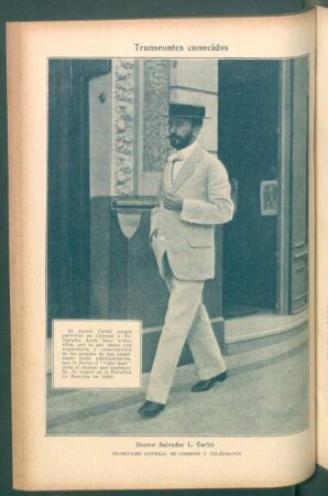 Doctor Salvador L. Carbó, Secretario General de Correos y Telégrafos - [Retrato] : Transeúntes conocidos