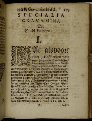 Specialia Gravamina der Stadt Embden