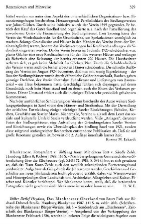 Heydorn, Volker Detlef :: Das Blankeneser Oberland von Baurs Park zur Richard-Dehmel-Straße, (Schriftenreihe des Blankeneser Bürger-Vereins, 3) : Hamburg, 1987