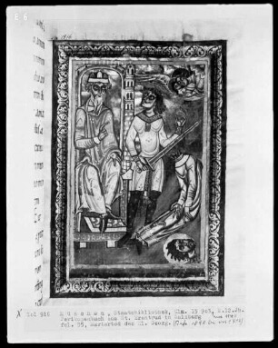 Perikopenbuch aus dem Benediktinerinnenkloster Sankt Erentrud auf dem Nonnberg — Tod des heiligen Georg, Folio 55recto