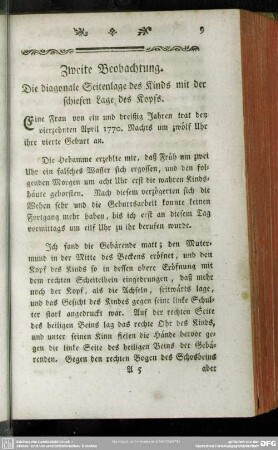 Zweite Beobachtung. Die diagonale Seitenlage des Kinds mit der schiefen Lage des Kopfs