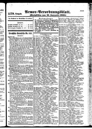 1179.Ausgabe. Donnerstag, 28. September 1916