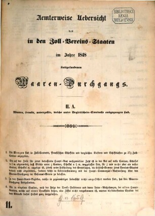 Ämterweise Übersicht des in den Zollvereinsstaaten stattgefundenen Waarendurchgangs. 1848