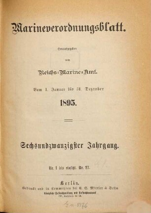 Marineverordnungsblatt. 26. 1895