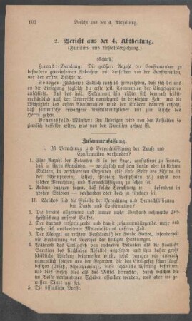 Bericht aus der 4. Abtheilung : (Familien- und Anstaltserziehung) ; (Schluß)