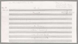 Klavierbüchlein, pf, Excerpts - BSB Mus.N. 139,23 : [title page] H. K. // Menuett // 1. Fassung (beste! Fassung) // nach Duszas Spiel // aufgeschrieben - R.