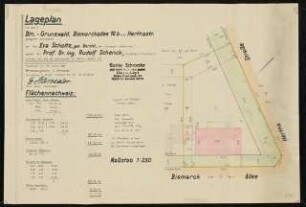 Garten Prof. Schenck, Berlin-Grunewald: Lageplan Vermessung 1:250