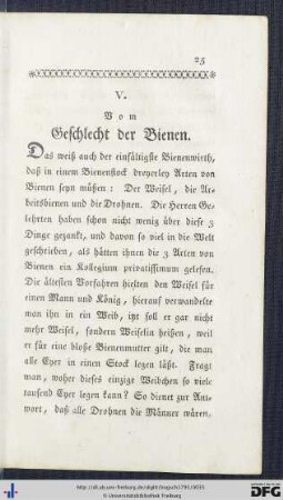 V. Vom Geschlecht der Bienen.