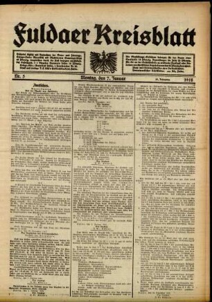 Ausgabe vom Montag, den 07. Januar 1918.