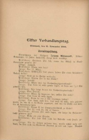 Elfter Verhandlungstag. Mittwoch, den 11. [7.] November 1900