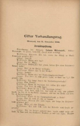 Elfter Verhandlungstag. Mittwoch, den 11. [7.] November 1900