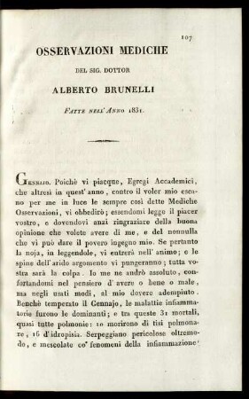Osservazioni Mediche del 1831
