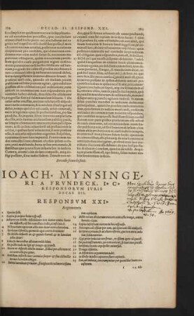 Ioach. Mynsingeri A Frundeck ... Responsorum Iuris Decas III.