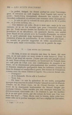 V. Les nuits de Londres