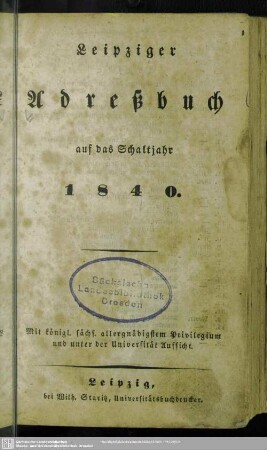 1840: Leipziger Adreß-Buch