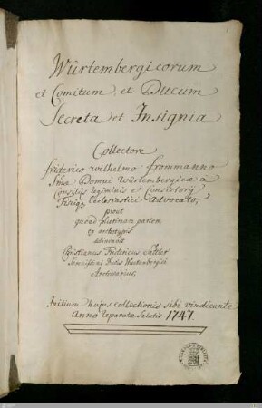 Würtembergicorum et Comitum et Ducum Secreta et Insignia ... - Cod.hist.fol.909