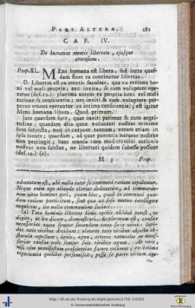 Caput IV. De humanae mentis libertate, ejusque extensione.