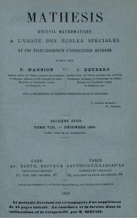 TOME VIII.-DÉCEMBRE 1898.