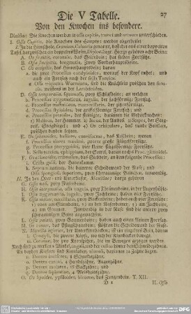 Die V Tabelle. Von den Knochen ins besondere