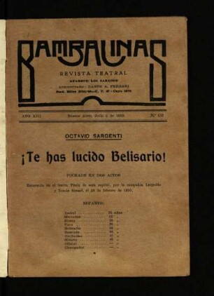 ¡Te has lucido Belisario! : pochade en dos actos