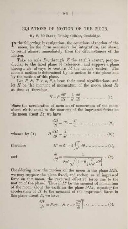 Equations of motion of the moon.