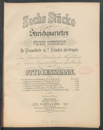 No. 2: Scherzo aus dem Quartett No. 2 : op. 125