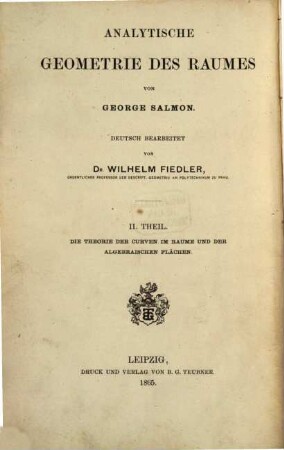 Analytische Geometrie des Raumes, II