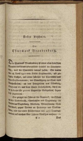Erster Abschnitt. Die Churmark Brandenburg.