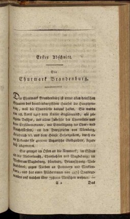 Erster Abschnitt. Die Churmark Brandenburg.