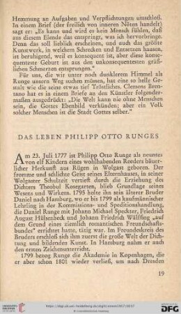 Das Leben Philipp Otto Runge