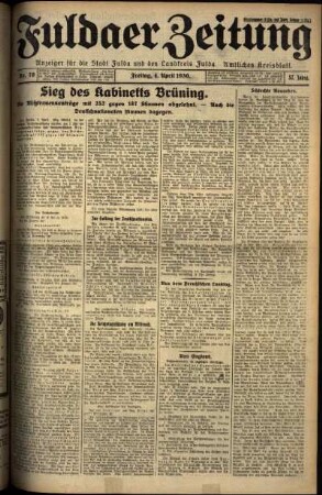 Erste Ausgabe vom Freitag, den 04. April 1930.