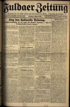 Erste Ausgabe vom Freitag, den 04. April 1930.