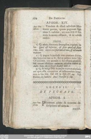 Locus II. De Peccato.