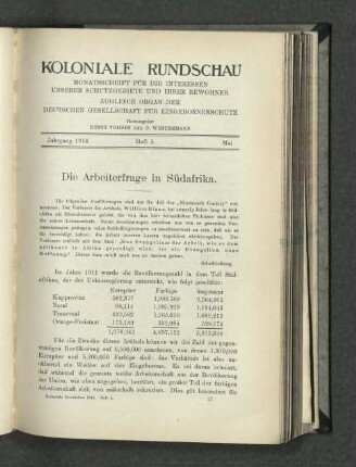 Die Arbeiterfrage in Südafrika.