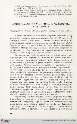 3: Nieznana płaskorzeźba z Szydłowca : Przyczynek do dziejów stosunku grafiki i rzeźby w Polsce XVI w