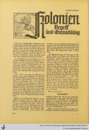 Kolonien – Begriff und Entwicklung.