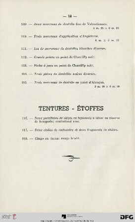 Tentures - Étoffes (Nr. 116-118)