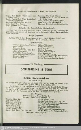 VII. Abteilung. Schulanstalten in Borna