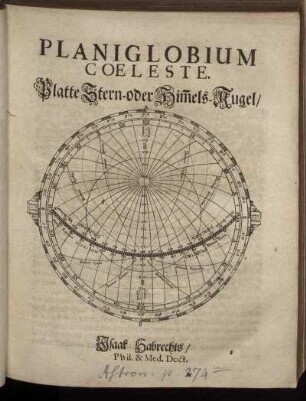 Planiglobium Coeleste. Platte Stern- oder Himmels-Kugel.