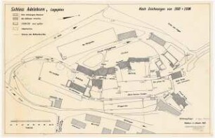 Schloss Adelebsen Gartenanlage: Lageplan nach alter Zeichnung von 1885 und 1896 (ohne Maßstab)