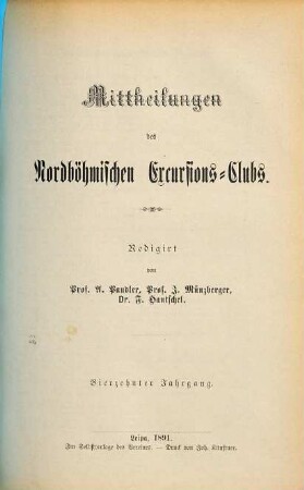 Mitteilungen des Nordböhmischen Excursions-Klubs. 14. 1891
