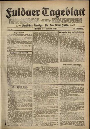Ausgabe vom Montag, den 24. Januar 1921.